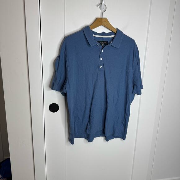 Rag & Bone Mercer Linen Blend Polo Collared Neckline Short Sleeve Shirt Size XXL - Picture 2 of 6